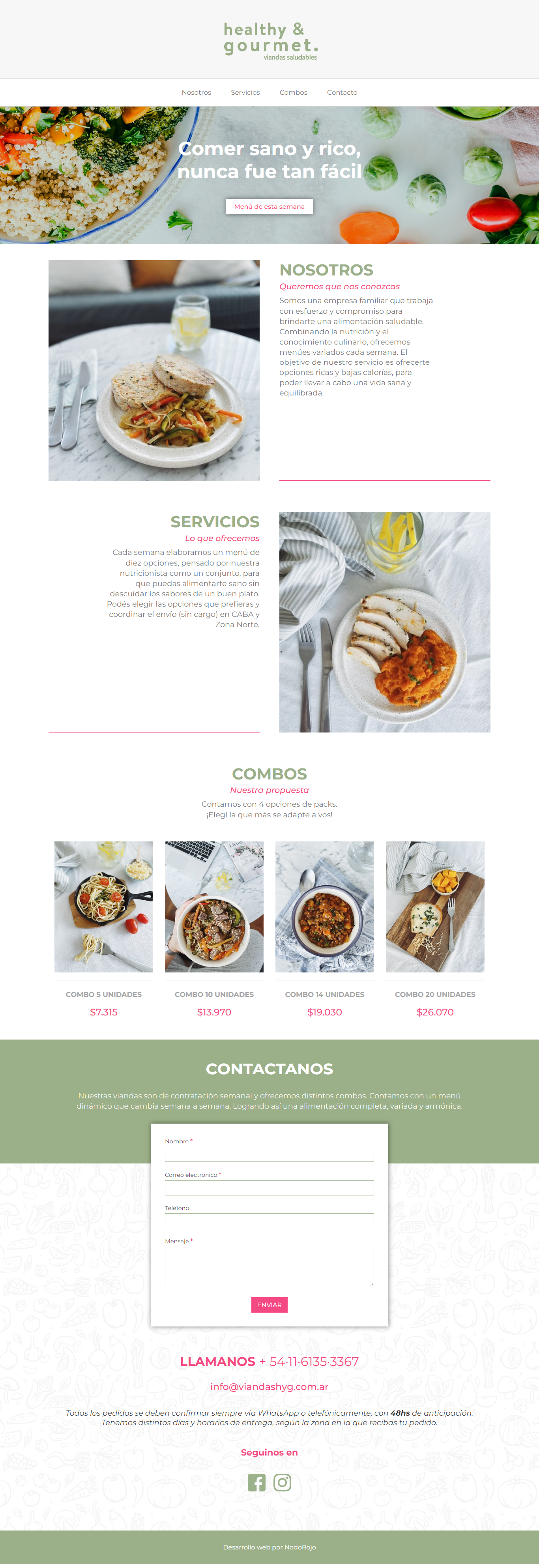 Viandas HyG - branding, diseño, desarrollo web