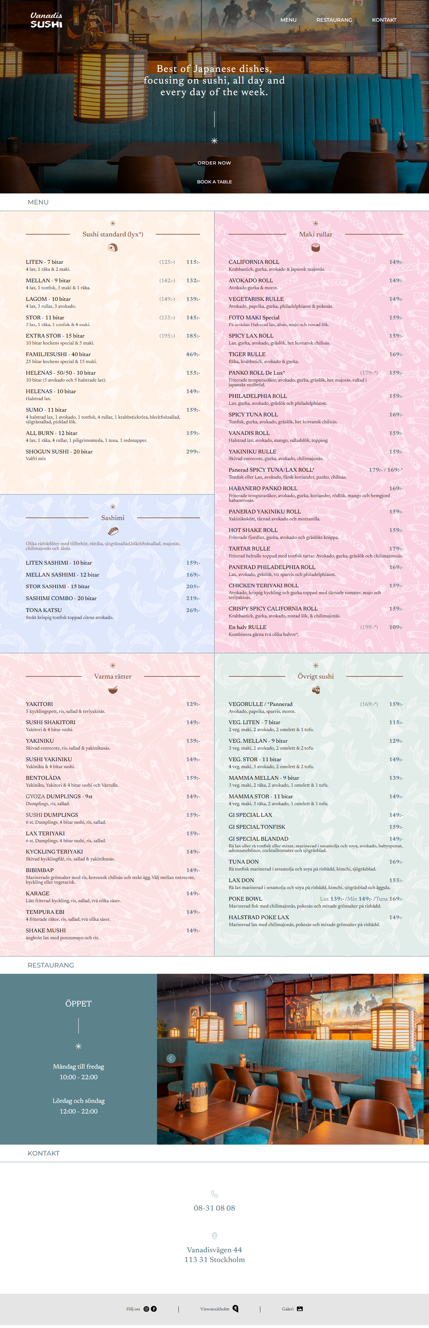 Vanadis Sushi - diseño, desarrollo web